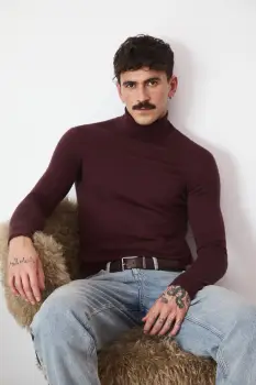 Medicine pulover din lana merino culoarea maro, light, cu guler imagine