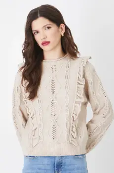 Medicine pulover femei, culoarea bej imagine