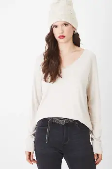 Medicine pulover femei, culoarea bej, light imagine