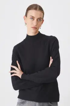 Medicine pulover femei, culoarea negru, light, cu turtleneck imagine