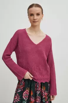 Medicine pulover femei, culoarea roz, calduros imagine