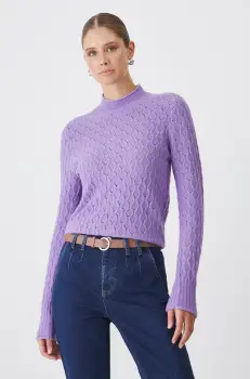 Medicine pulover femei, culoarea roz, calduros, cu turtleneck imagine