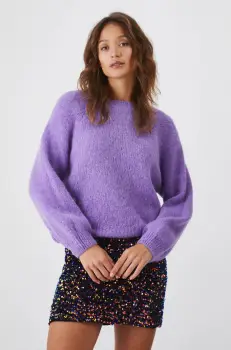 Medicine pulover femei, culoarea violet, calduros imagine