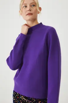 Medicine pulover femei, culoarea violet, light, cu turtleneck imagine