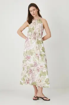 Medicine rochie culoarea alb, maxi, evazata imagine