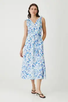 Medicine rochie culoarea alb, midi, evazati imagine