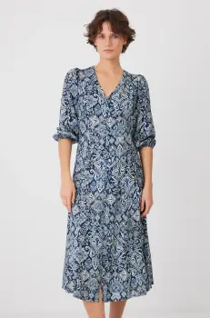 Medicine rochie culoarea albastru marin, midi, evazati imagine