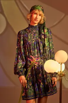 Medicine rochie culoarea albastru marin, mini, evazati imagine