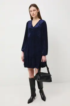 Medicine rochie culoarea albastru marin, mini, evazati imagine