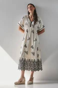 Medicine rochie culoarea bej, maxi, evazati imagine