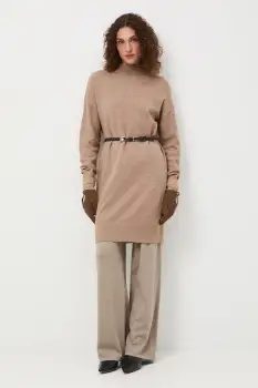 Medicine rochie culoarea bej, midi, drept imagine