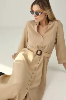 Medicine rochie culoarea bej, midi, evazati imagine