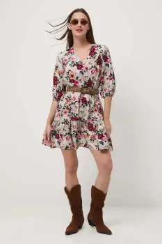 Medicine rochie culoarea bej, mini, evazati imagine