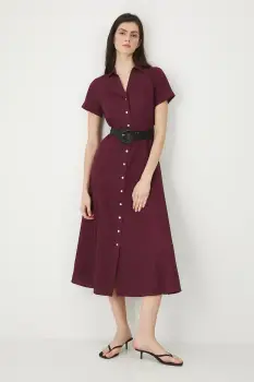 Medicine rochie culoarea bordo, midi, evazati imagine