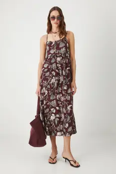 Medicine rochie culoarea bordo, midi, evazati imagine