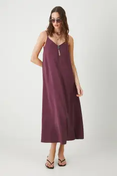 Medicine rochie culoarea bordo, midi, evazati imagine