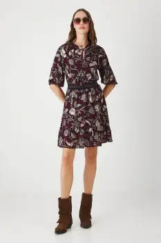 Medicine rochie culoarea bordo, mini, evazati imagine