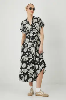 Medicine rochie culoarea negru, midi, drept imagine