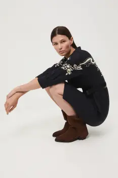 Medicine rochie culoarea negru, midi, drept imagine