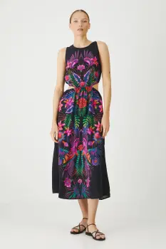 Medicine rochie culoarea negru, midi, evazata imagine