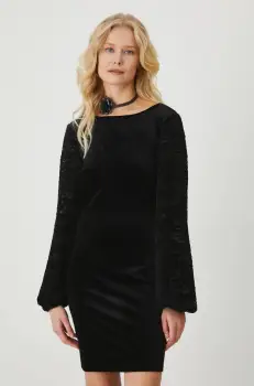 Medicine rochie culoarea negru, midi, mulata imagine