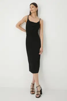 Medicine rochie culoarea negru, midi,mulata imagine