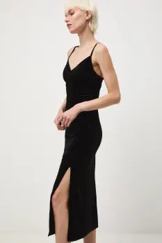 Medicine rochie culoarea negru, midi, mulata imagine