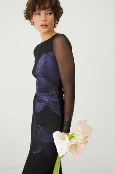 Medicine rochie culoarea negru, midi, mulata imagine