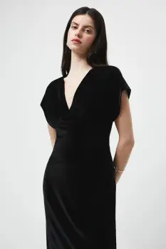 Medicine rochie culoarea negru, midi, mulata imagine