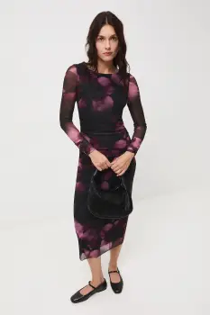 Medicine rochie culoarea negru, midi, mulata imagine