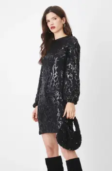 Medicine rochie culoarea negru, mini, mulata imagine