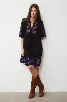 Medicine rochie culoarea negru, mini, oversize imagine