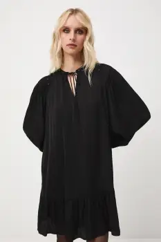 Medicine rochie culoarea negru, mini, oversize imagine