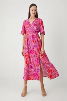 Medicine rochie culoarea roz, maxi, evazati imagine