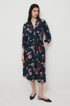 Medicine rochie culoarea turcoaz, midi, evazati imagine