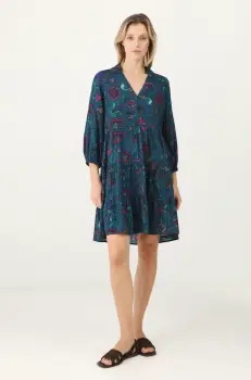 Medicine rochie culoarea turcoaz, mini, oversize imagine