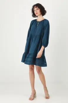 Medicine rochie culoarea turcoaz, mini, oversize imagine