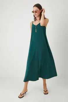 Medicine rochie culoarea verde, midi, evazati imagine