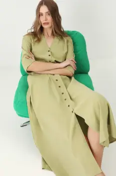 Medicine rochie culoarea verde, midi, evazati imagine