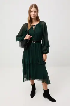 Medicine rochie culoarea verde, midi, evazati imagine
