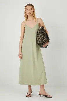 Medicine rochie din amestec de in culoarea verde, maxi, oversize imagine