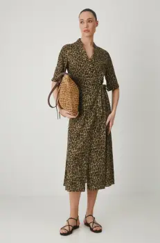 Medicine rochie din amestec de in midi, evazati imagine