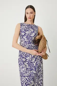 Medicine rochie din bumbac culoarea albastru marin, midi, mulata imagine