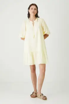 Medicine rochie din bumbac culoarea bej, mini, oversize imagine