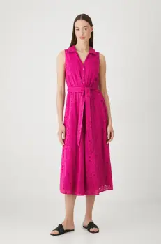 Medicine rochie din bumbac culoarea violet, midi, evazati imagine