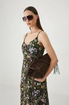 Medicine rochie din in culoarea negru, midi, drept imagine