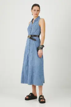 Medicine rochie jeans maxi, evazati imagine