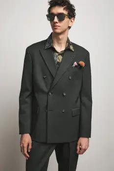 Medicine sacou cu doua randuri de nasturi pentru barbati, cu amestec de lana imagine