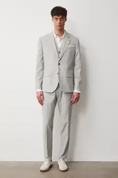 Medicine sacou cu un singur rand de nasturi pentru barbati, cu adaos de in imagine