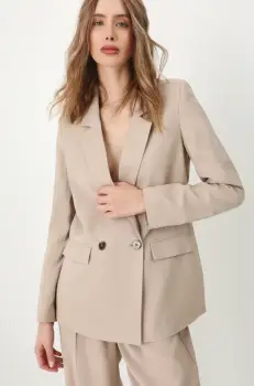 Medicine sacou culoarea bej, cu doua randuri de nasturi, neted imagine